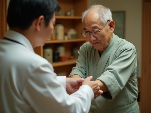 한의원에서 사상체질 진단을 받는 모습